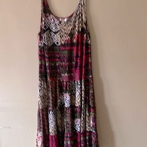 Long printed ruffle dress